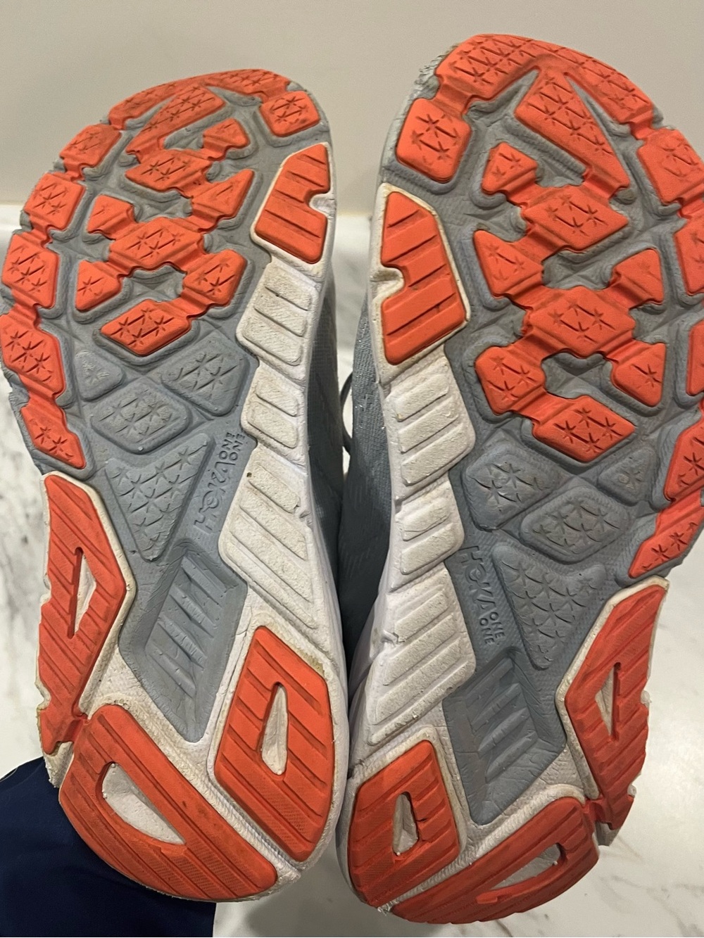 Hoka Arahi 6 Womens Running Shoes in Light Gray with Orange Accents - Picture 3 of 6
